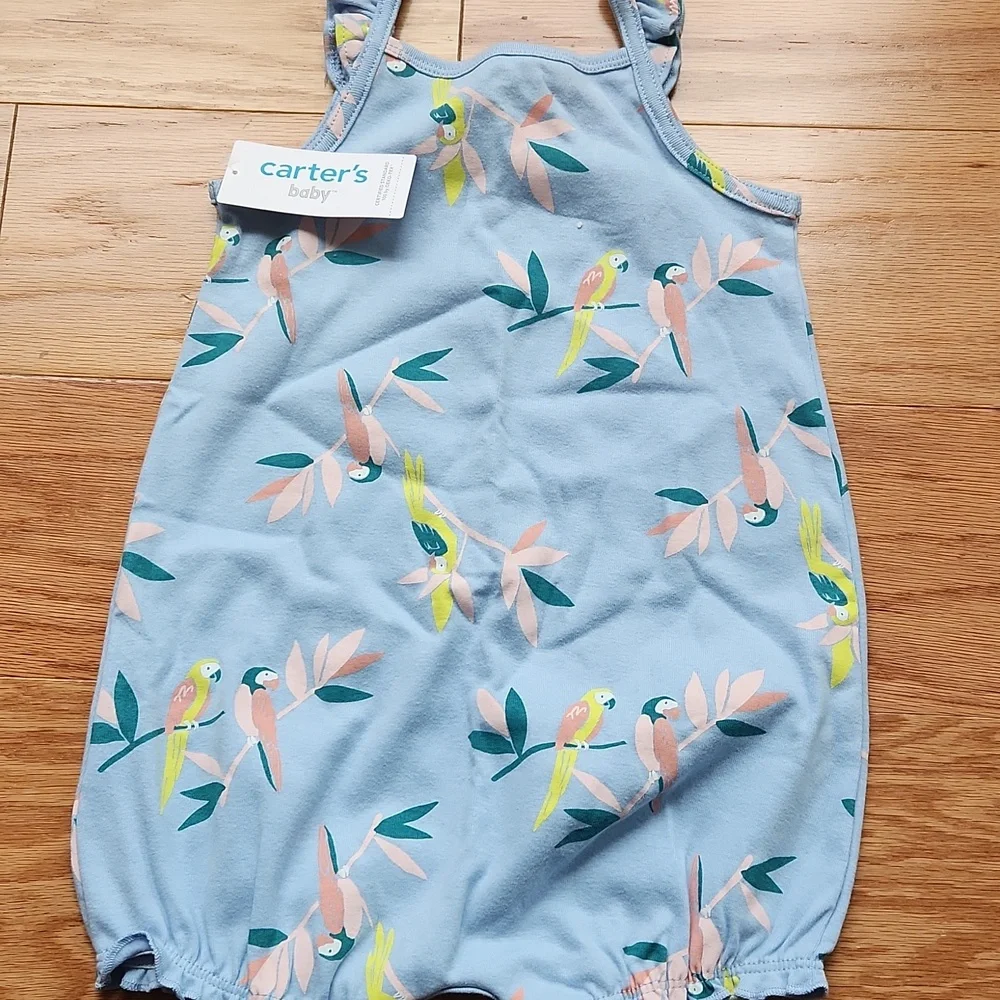 NWT Carter's Baby Blue Parrot Romper 24 Months
